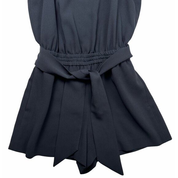 Club Monaco Black Belted Sleeveless Halter Mini Romper Sz 4 Flowy Tailored Soft - Picture 4 of 16